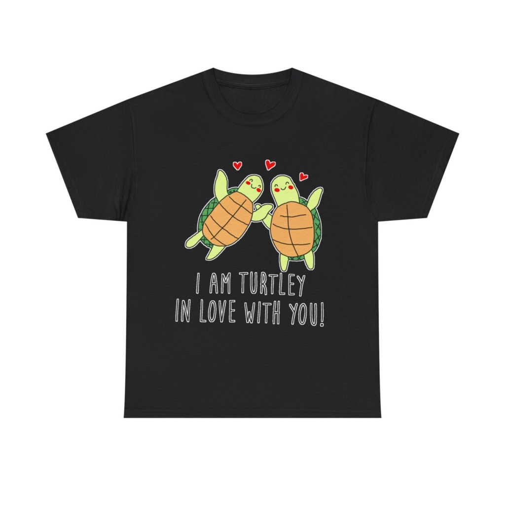 White T-Shirt: 'Turtley In Love' Cute Turtle Couple
