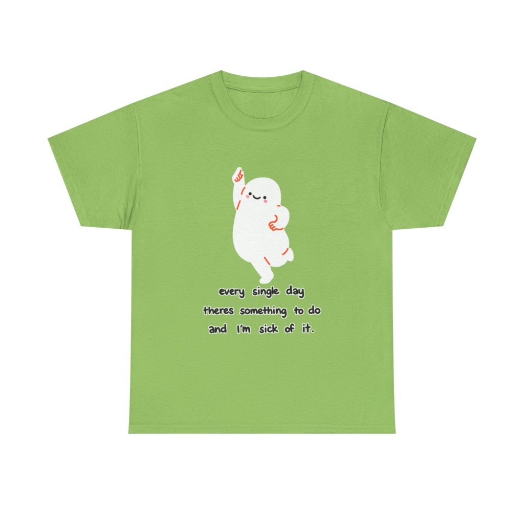 White T-Shirt - Happy Blob 'Sick of It' Graphic