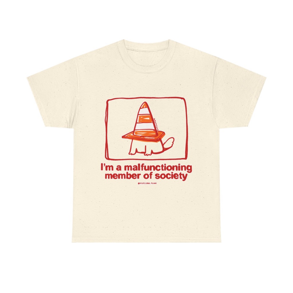 White 'Malfunctioning Member' Dog Graphic T-Shirt