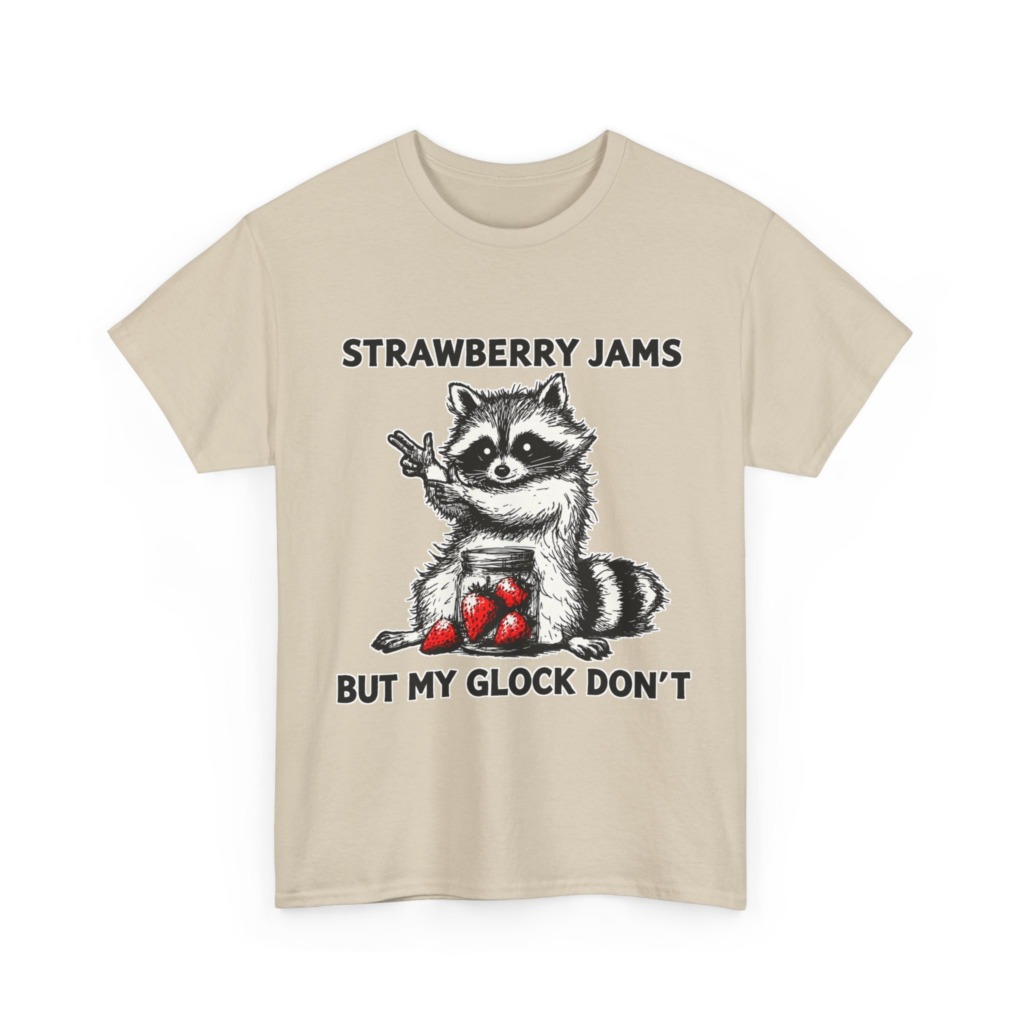 Raccoon 'Strawberry Jams But My Glock Don't' T-Shirt
