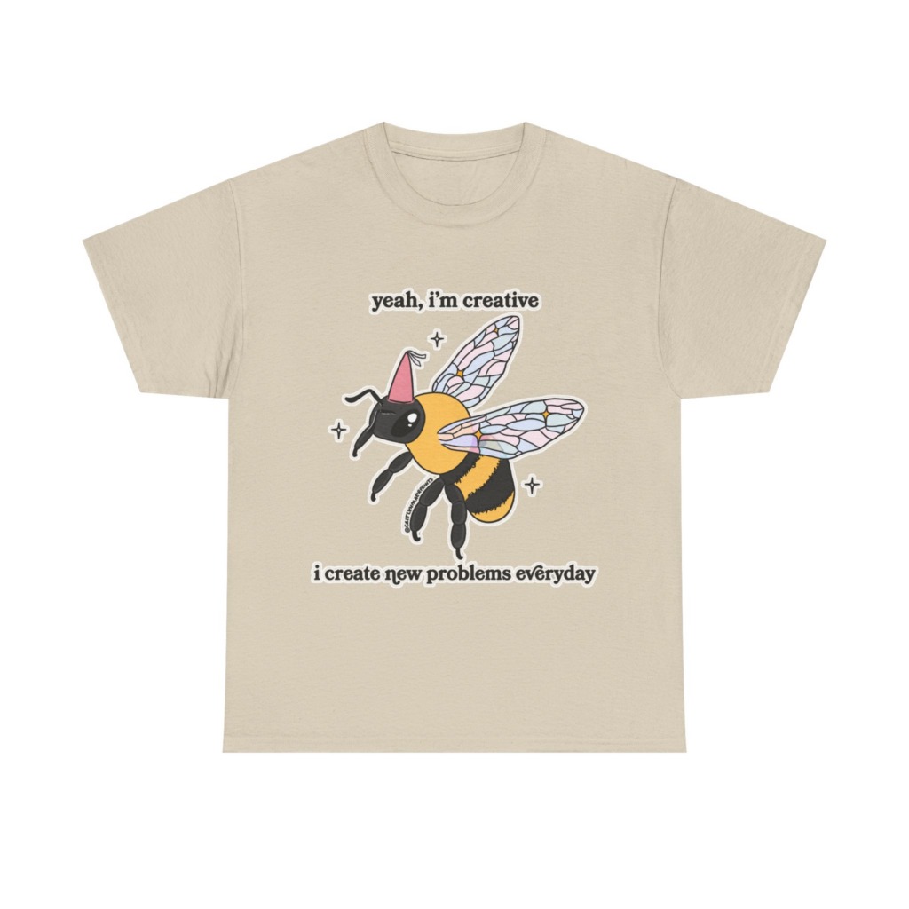 T-Shirt with Creative Party Bee Slogan Print