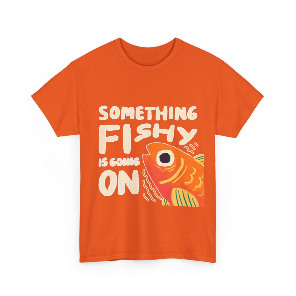 White 'Something Fishy' Orange Fish Graphic T-Shirt