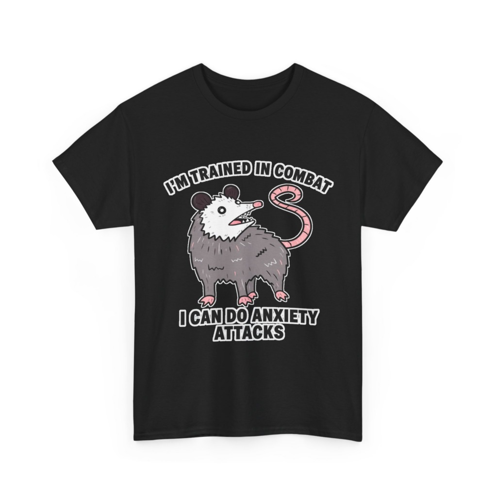 Opossum Combat Anxiety Attack Graphic T-Shirt