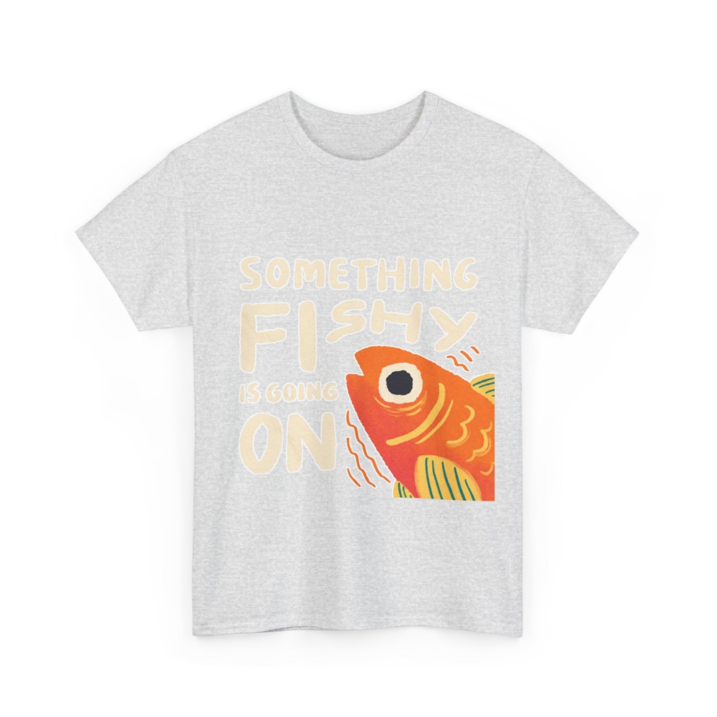 White 'Something Fishy' Orange Fish Graphic T-Shirt