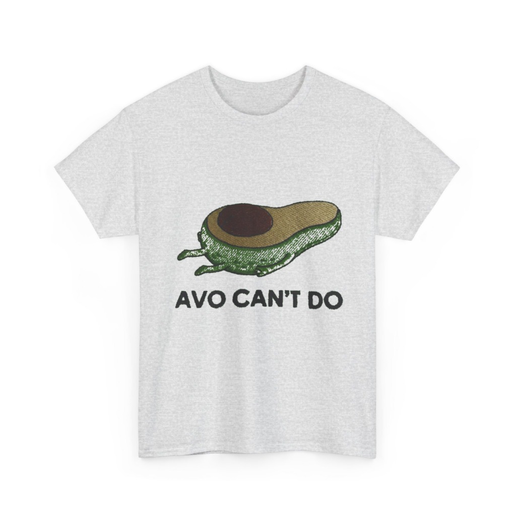 T-Shirt with Running Avocado 'Avo Can't Do' Embroidery