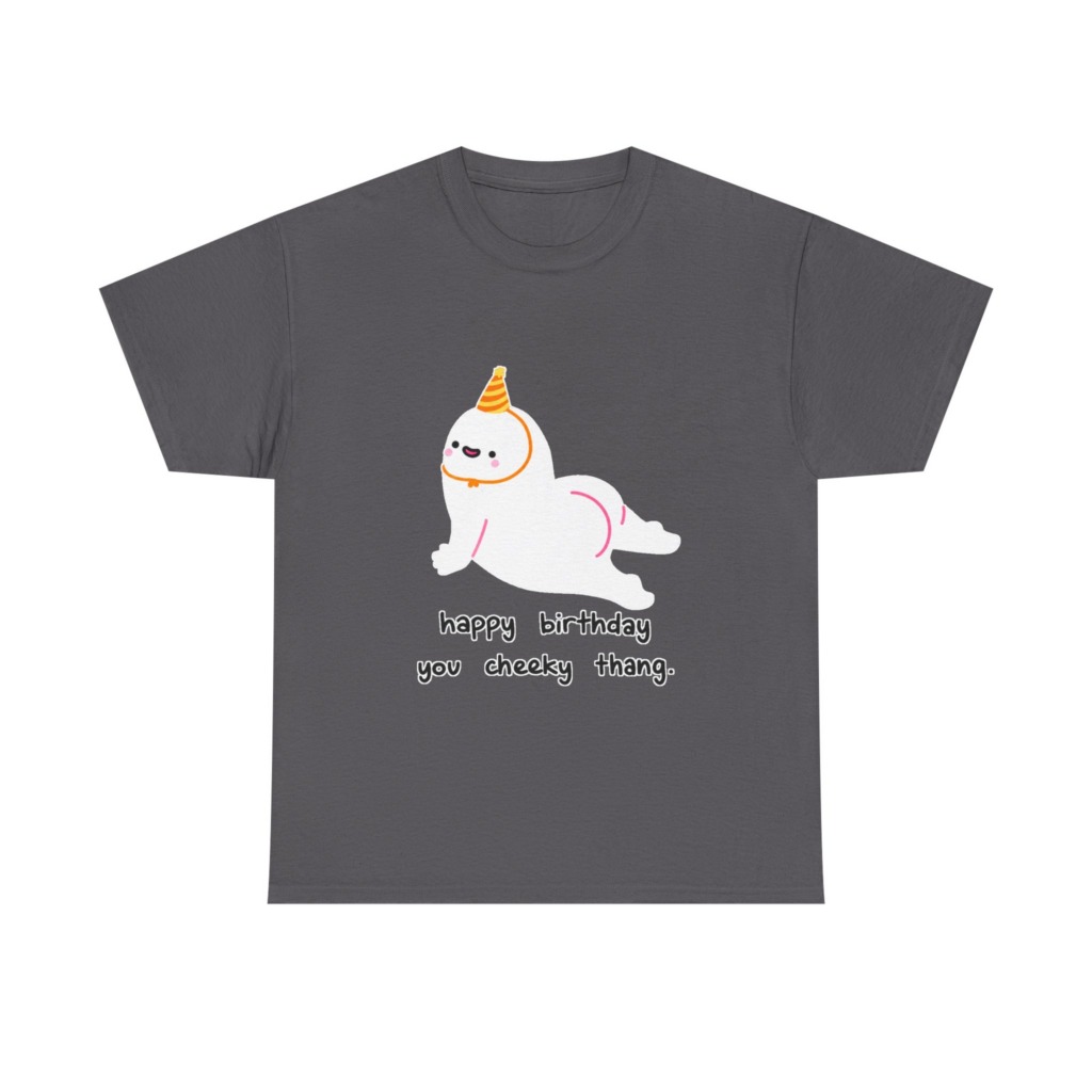 T-Shirt with Cheeky Birthday Seal Graphic Print