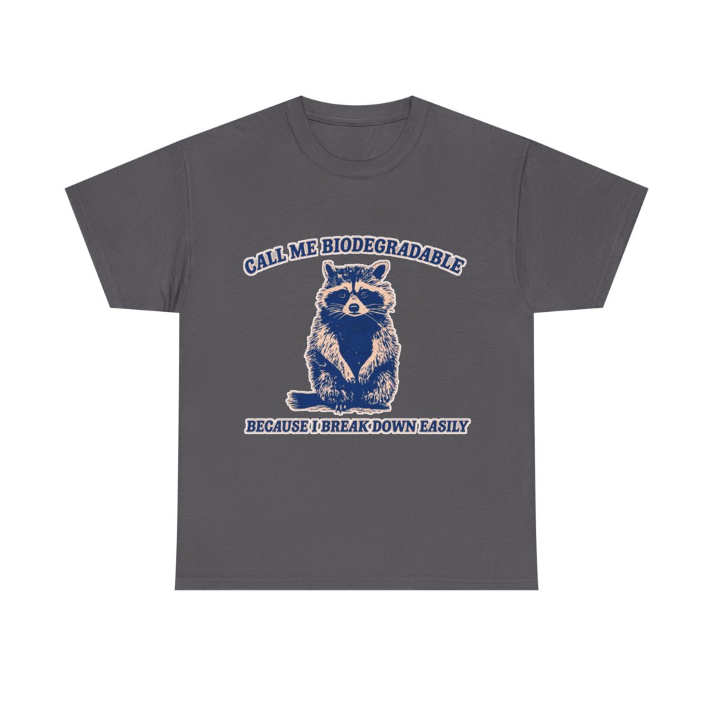 Raccoon "Biodegradable" Graphic T-Shirt