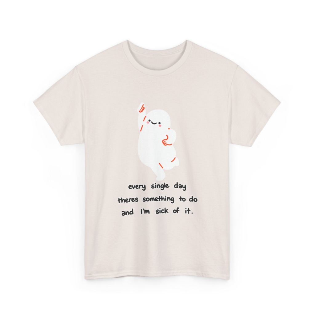 White T-Shirt - Happy Blob 'Sick of It' Graphic
