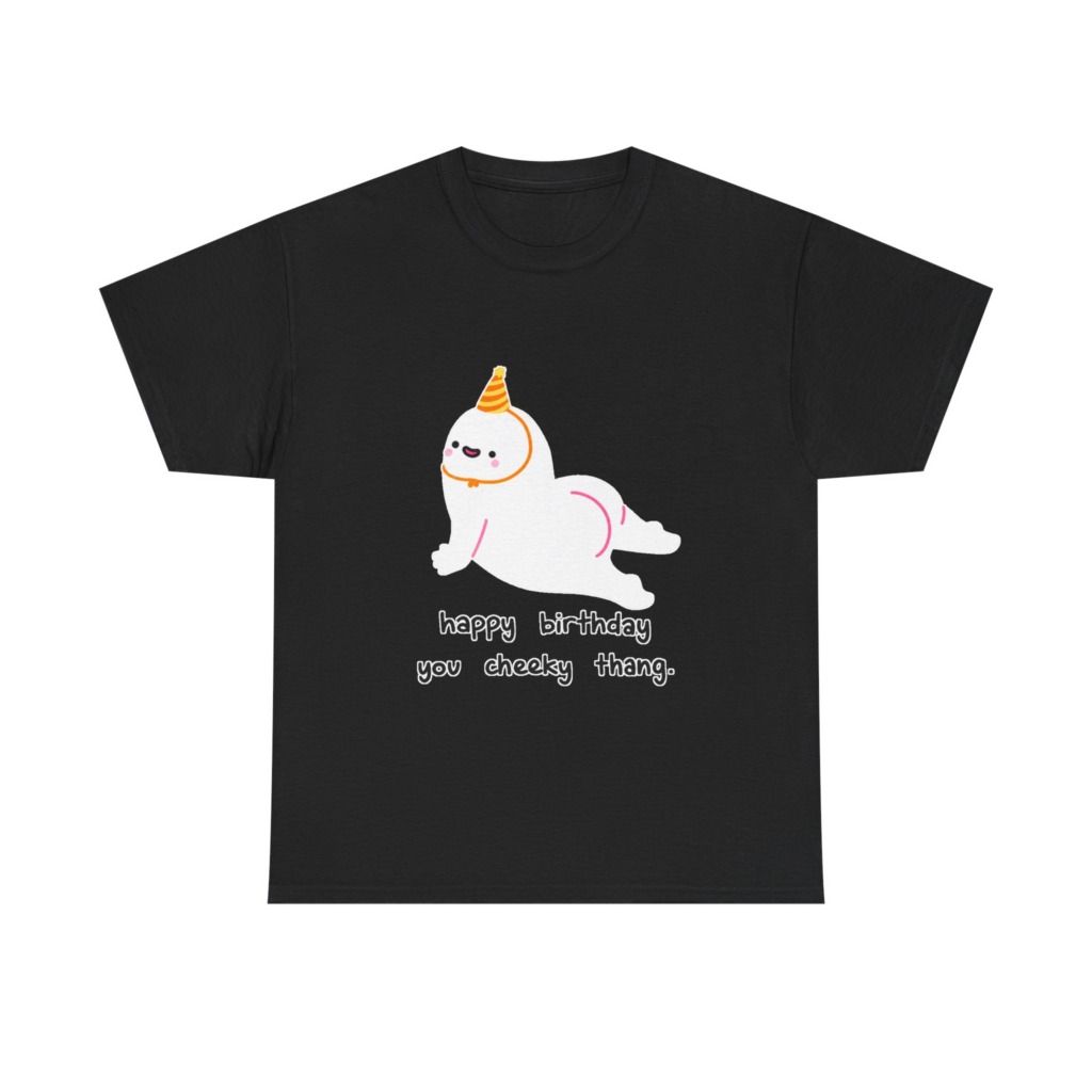 T-Shirt with Cheeky Birthday Seal Graphic Print