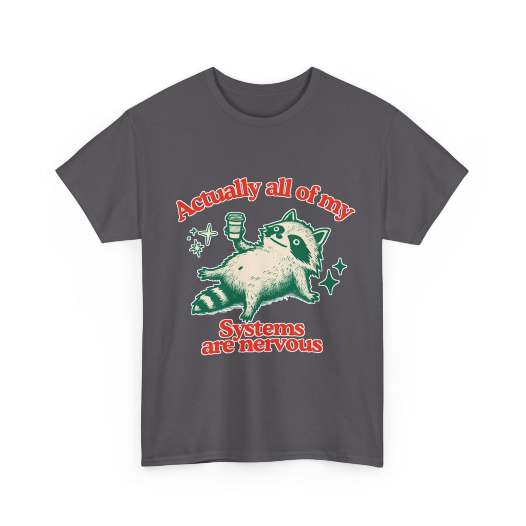 Raccoon Coffee Nervous Systems Graphic T-Shirt