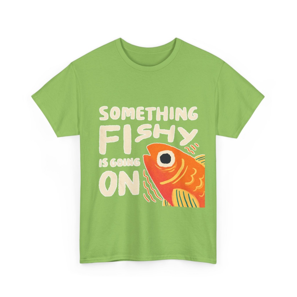 White 'Something Fishy' Orange Fish Graphic T-Shirt