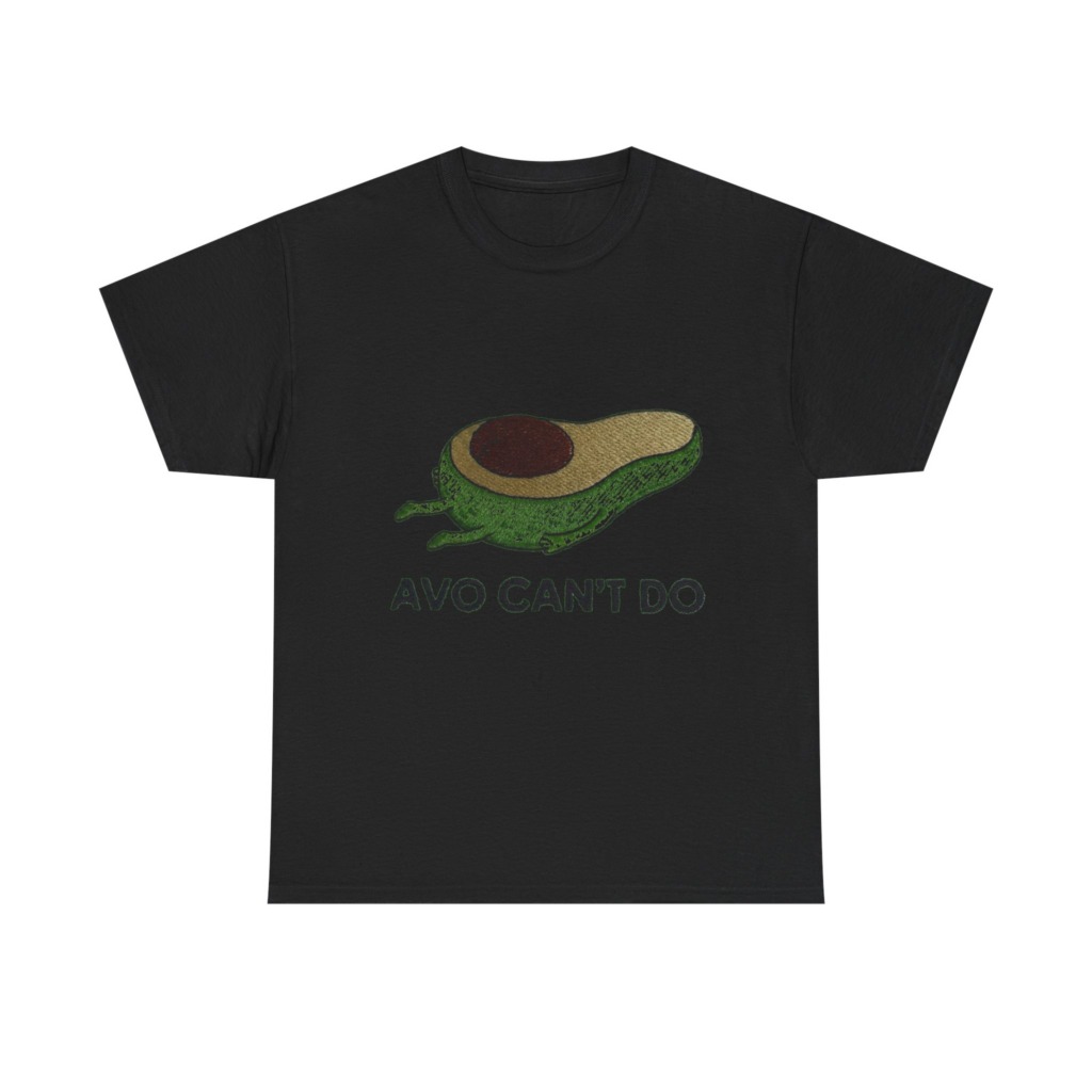 T-Shirt with Running Avocado 'Avo Can't Do' Embroidery