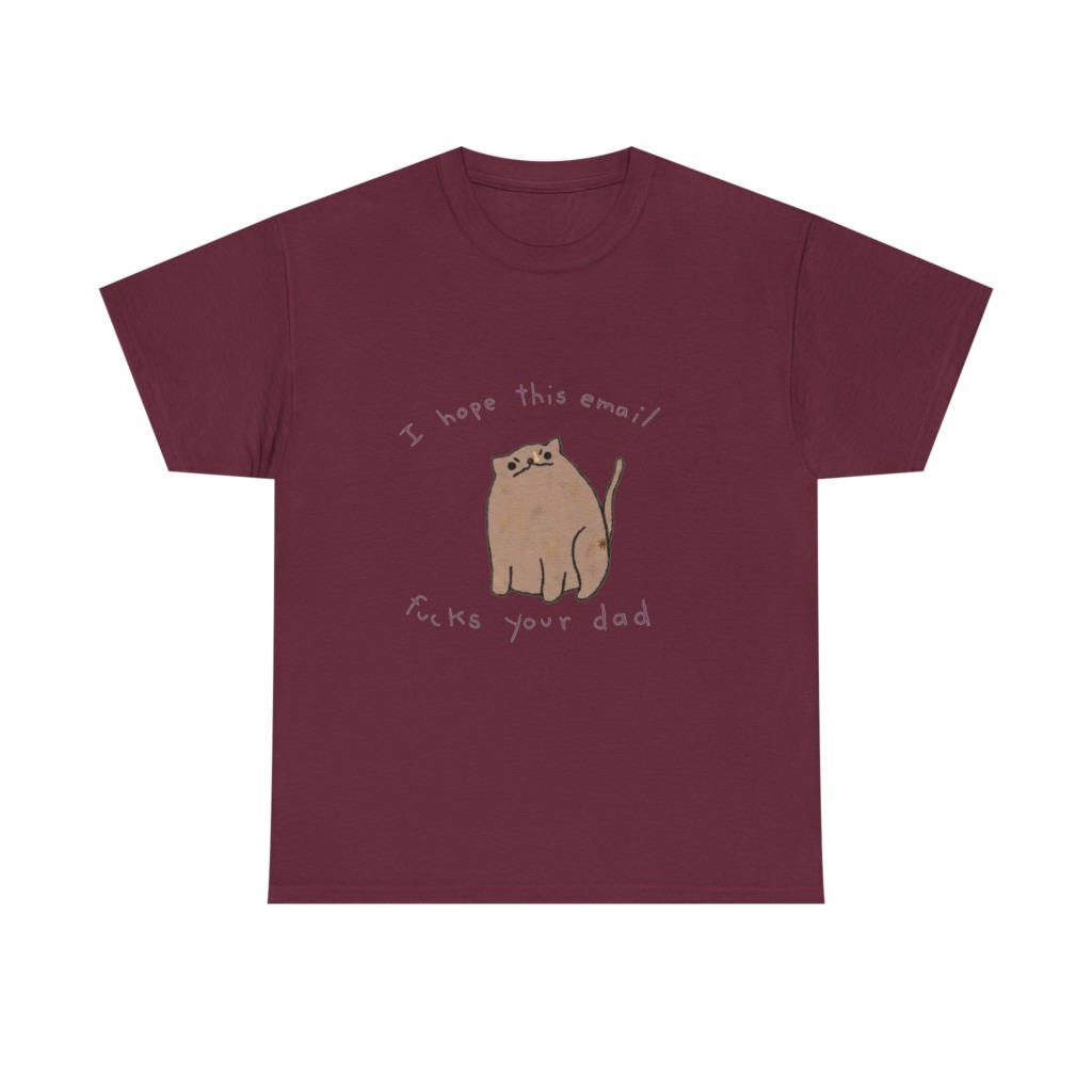 Graphic T-Shirt with Sarcastic Email Cat Design
