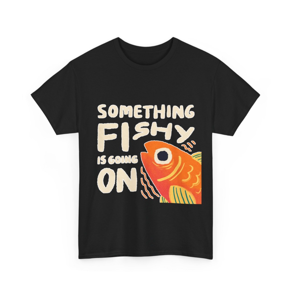 White 'Something Fishy' Orange Fish Graphic T-Shirt