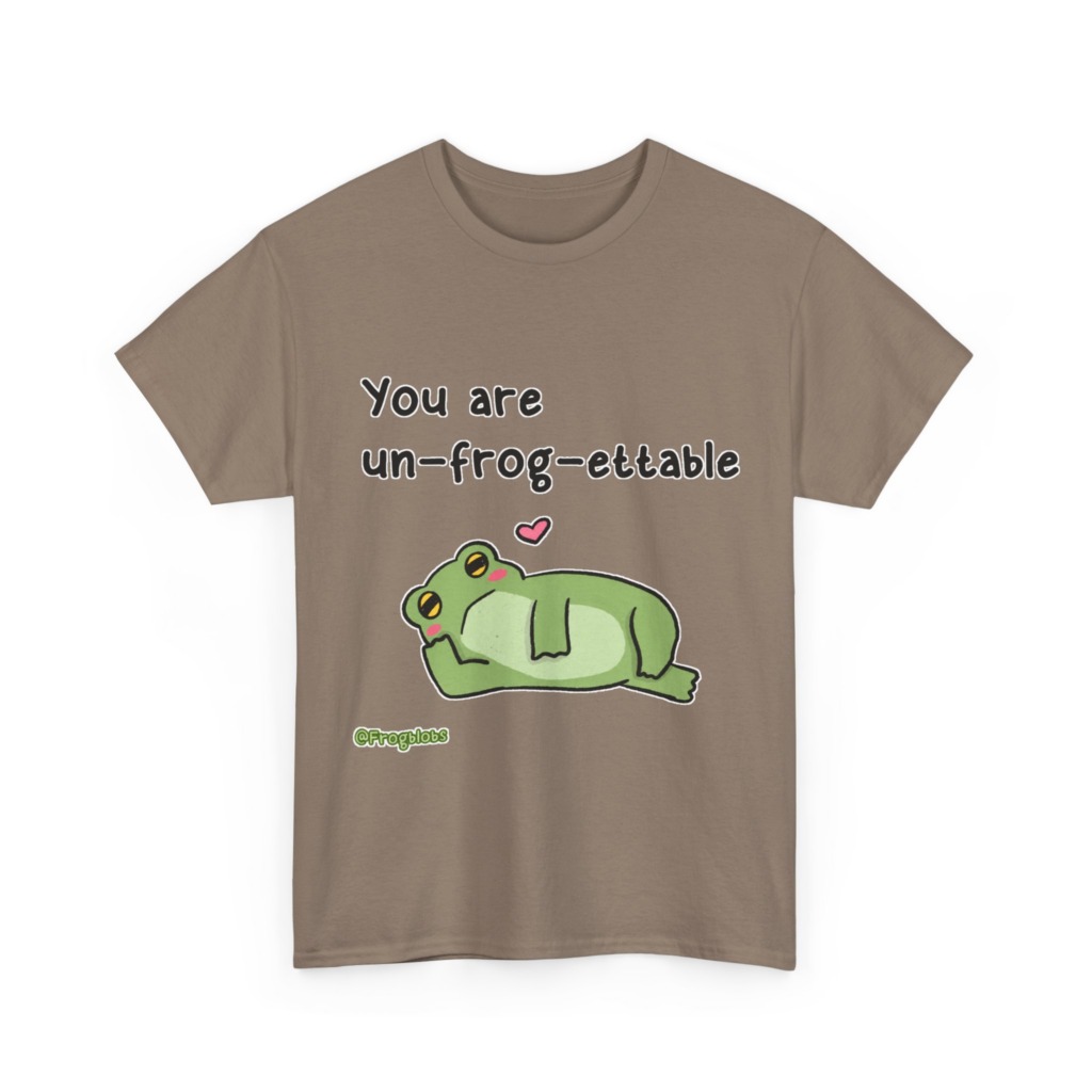 T-Shirt with 'Un-frog-ettable' Pun Frog Graphic