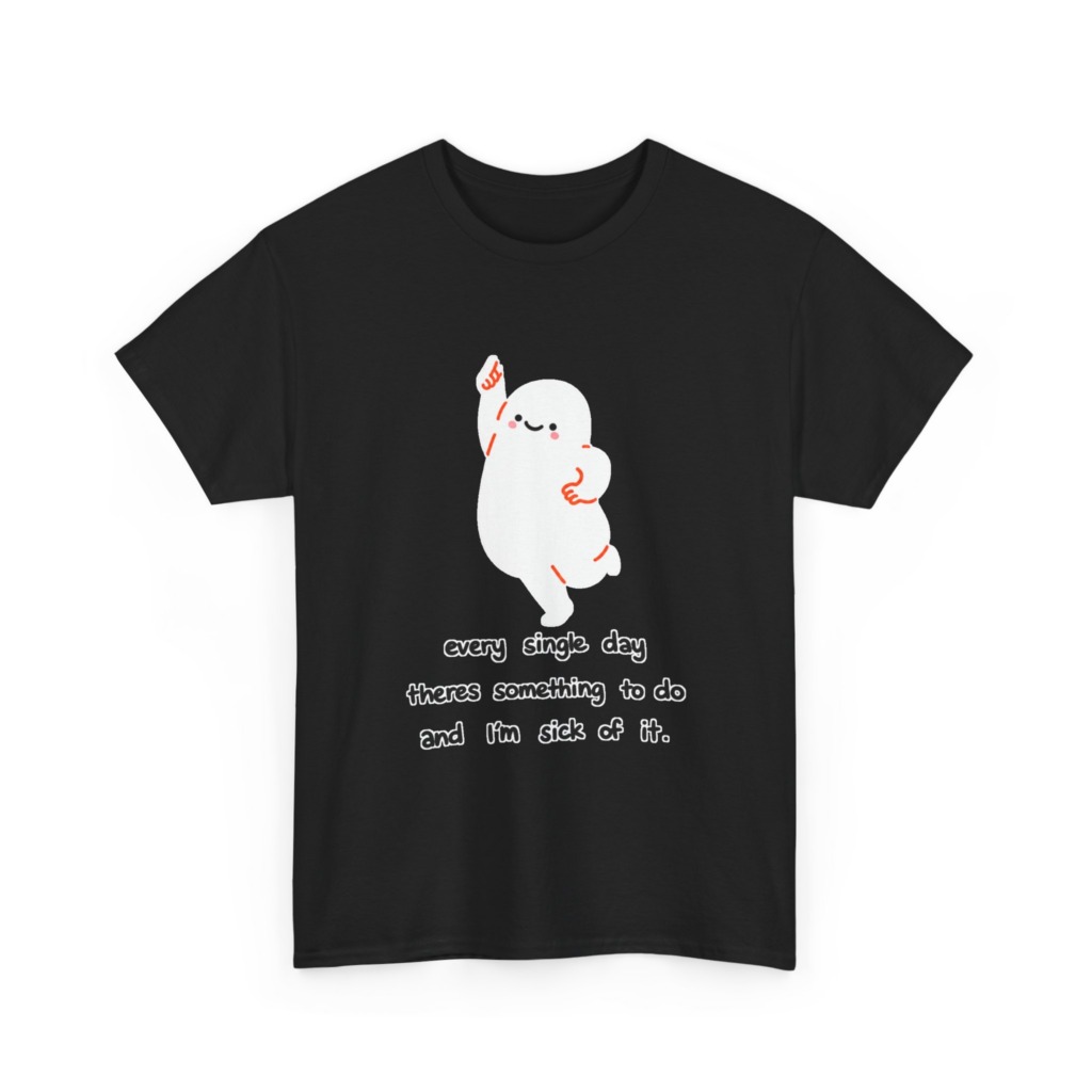White T-Shirt - Happy Blob 'Sick of It' Graphic