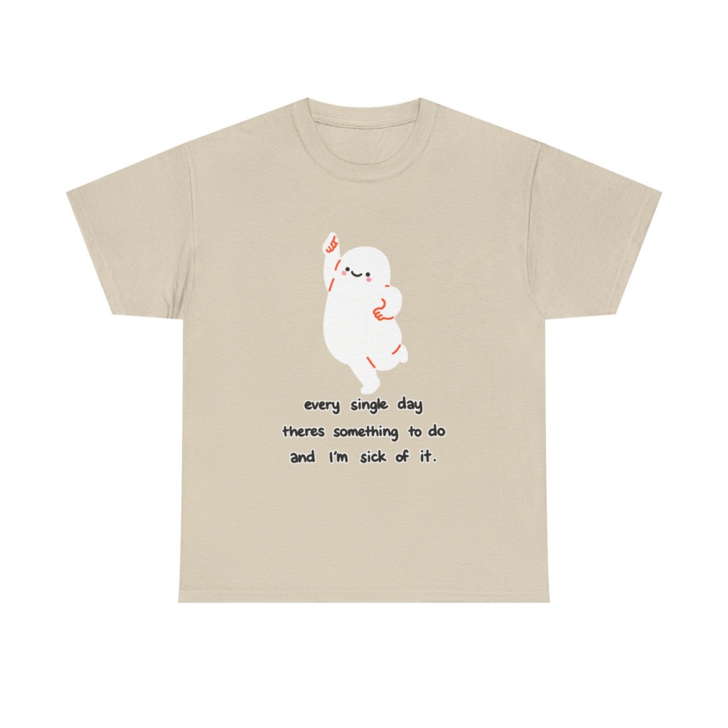 White T-Shirt - Happy Blob 'Sick of It' Graphic