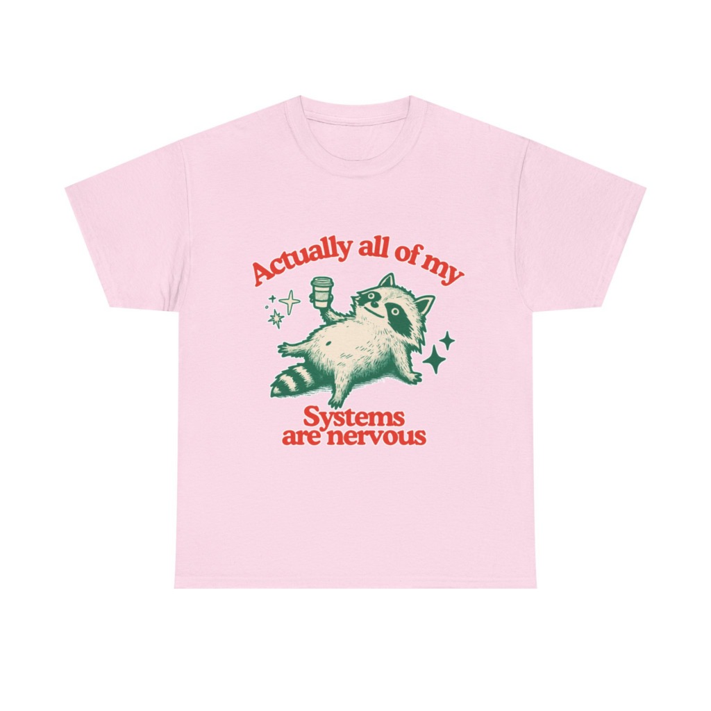 Raccoon Coffee Nervous Systems Graphic T-Shirt