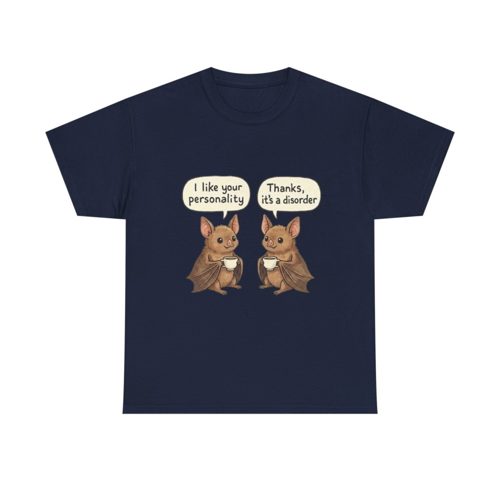 T-Shirt: Witty Bats with Coffee 'Personality Disorder'