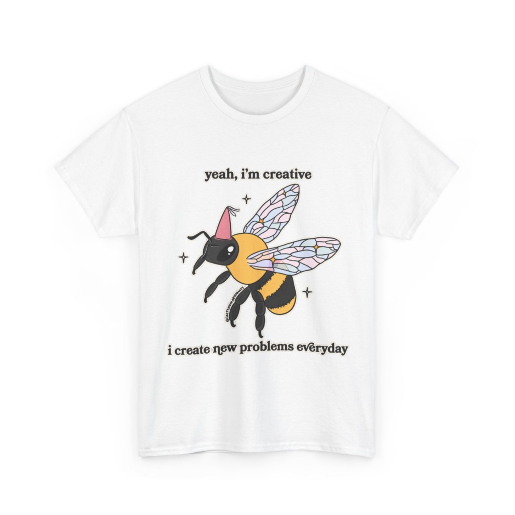 T-Shirt with Creative Party Bee Slogan Print
