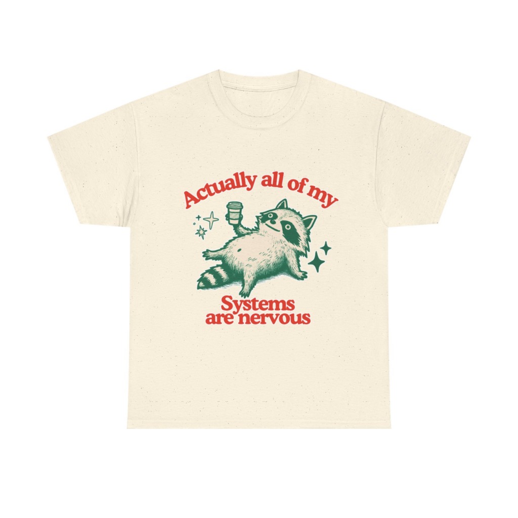 Raccoon Coffee Nervous Systems Graphic T-Shirt