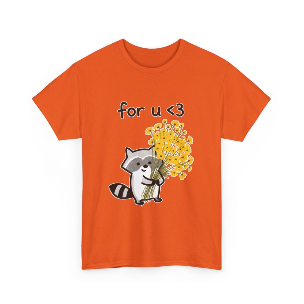 Raccoon with Daisy Bouquet 'for u <3' Graphic T-Shirt