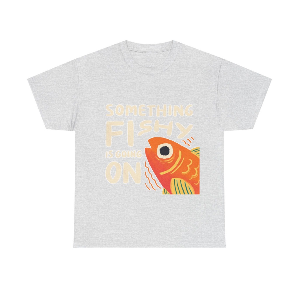White 'Something Fishy' Orange Fish Graphic T-Shirt