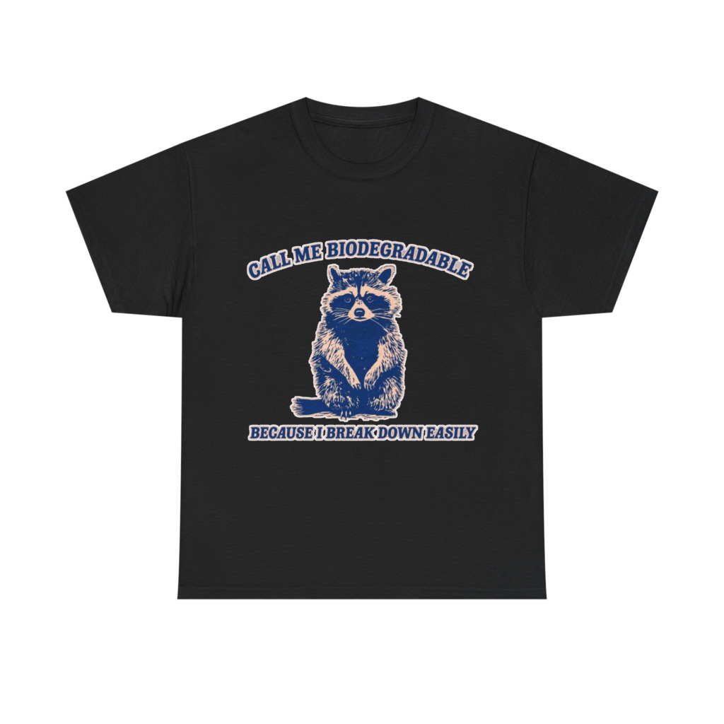 Raccoon "Biodegradable" Graphic T-Shirt