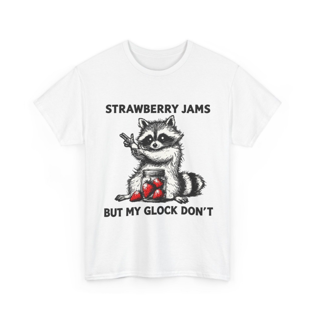 Raccoon 'Strawberry Jams But My Glock Don't' T-Shirt