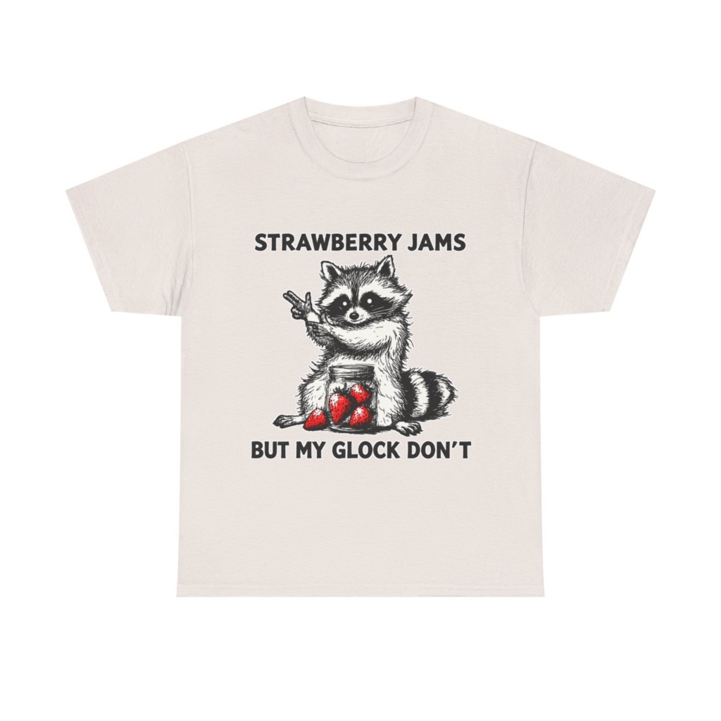Raccoon 'Strawberry Jams But My Glock Don't' T-Shirt