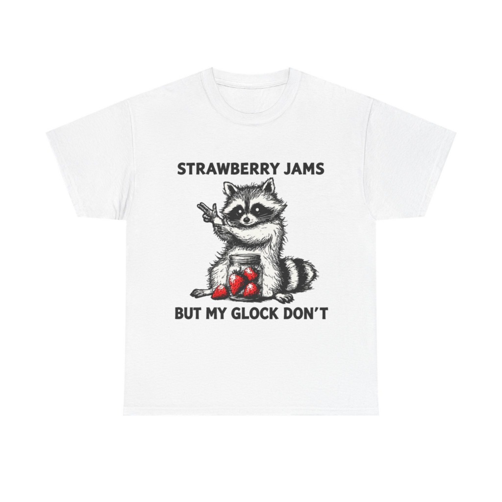 Raccoon 'Strawberry Jams But My Glock Don't' T-Shirt