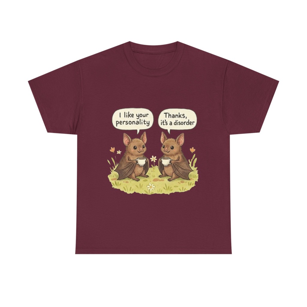 T-Shirt: Funny Bats Personality Disorder Coffee Dialogue