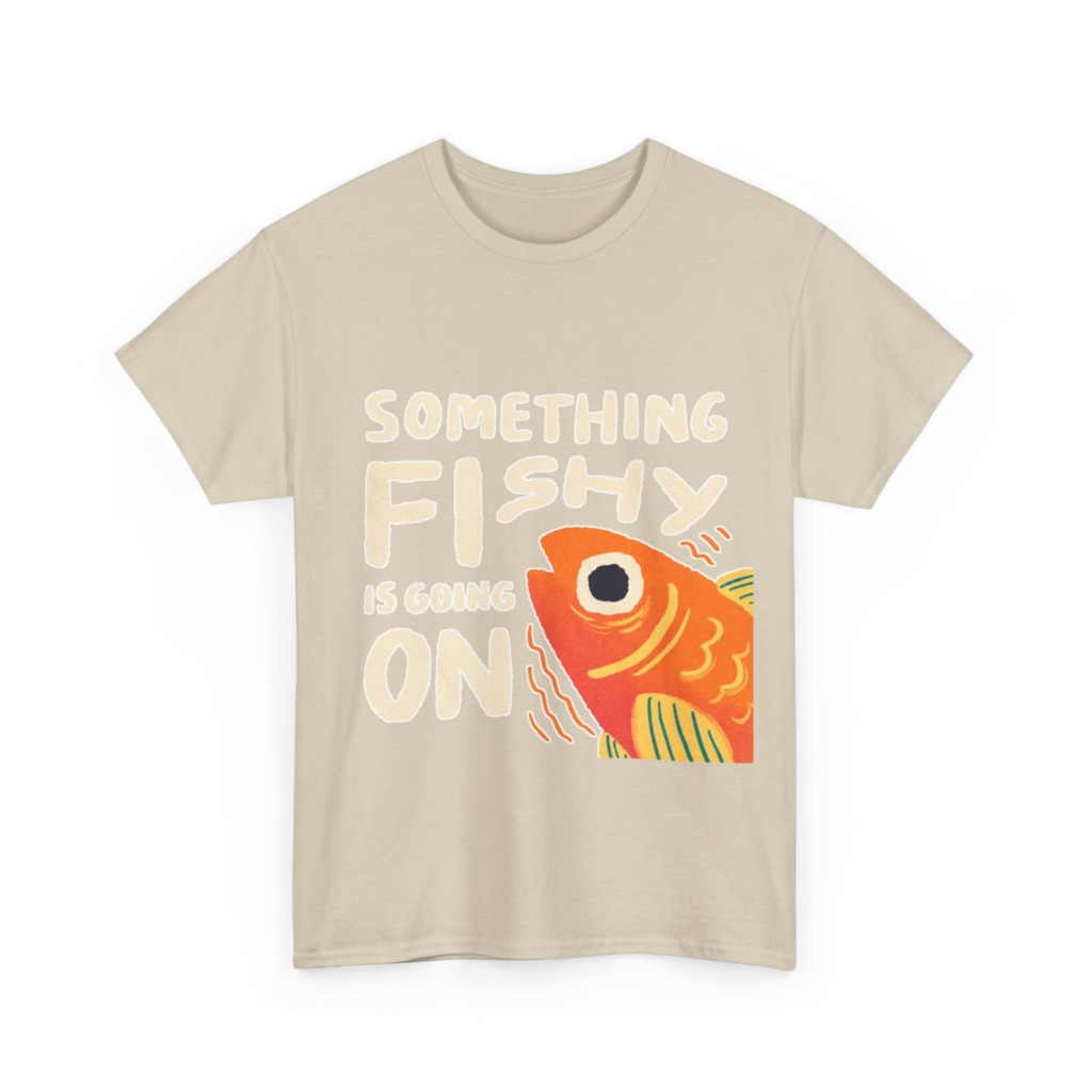 White 'Something Fishy' Orange Fish Graphic T-Shirt