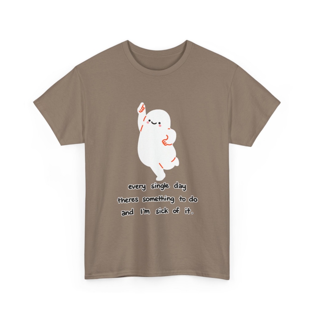 White T-Shirt - Happy Blob 'Sick of It' Graphic