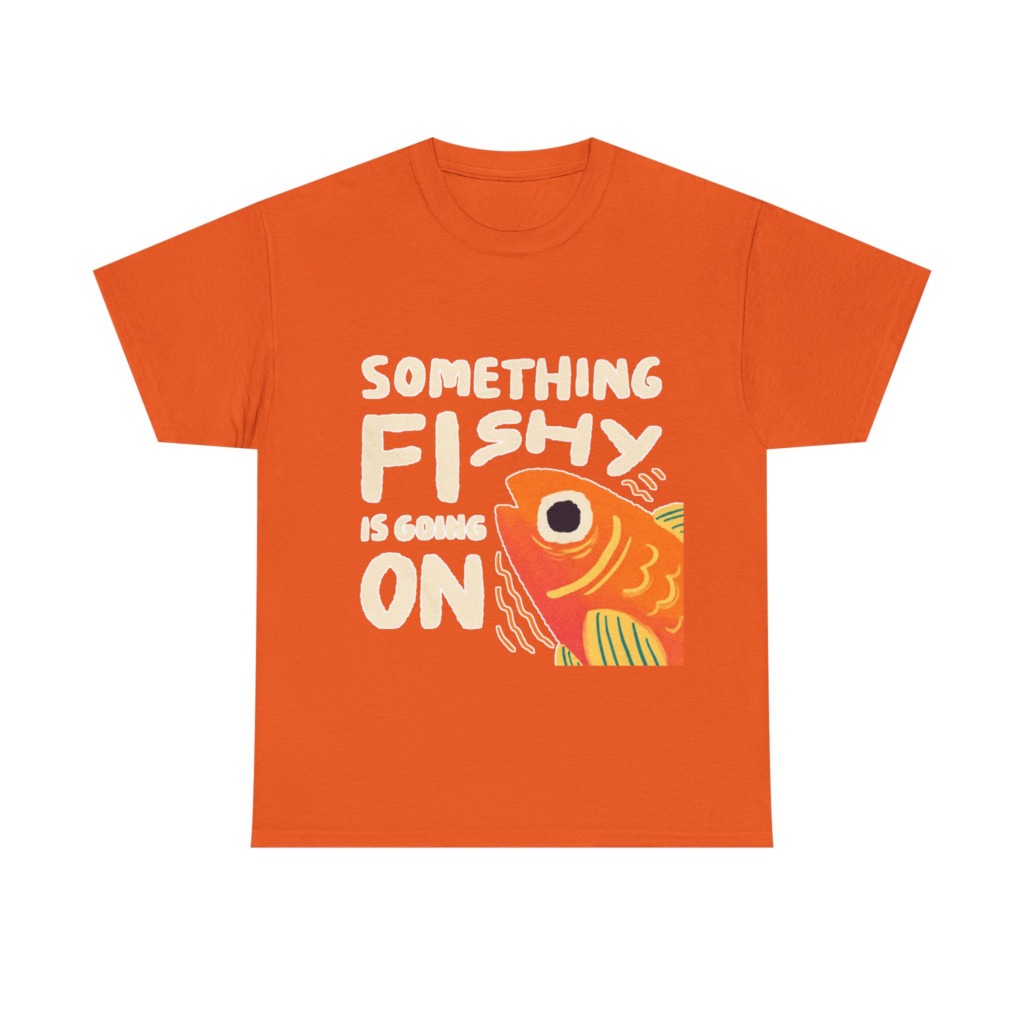 White 'Something Fishy' Orange Fish Graphic T-Shirt