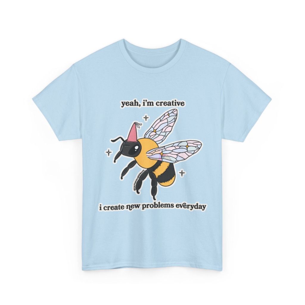 T-Shirt with Creative Party Bee Slogan Print