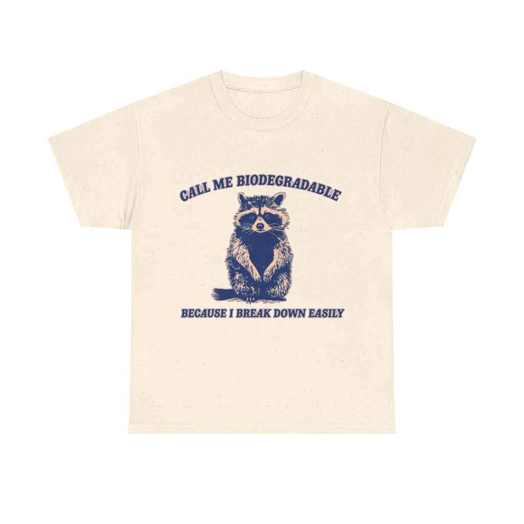 Raccoon "Biodegradable" Graphic T-Shirt