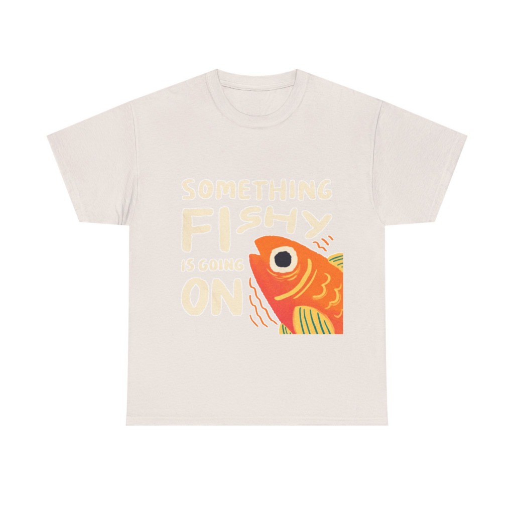 White 'Something Fishy' Orange Fish Graphic T-Shirt