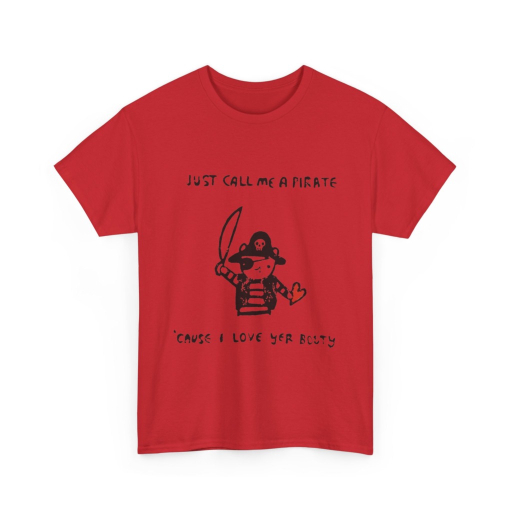 Black T-Shirt with Embroidered Red Heart