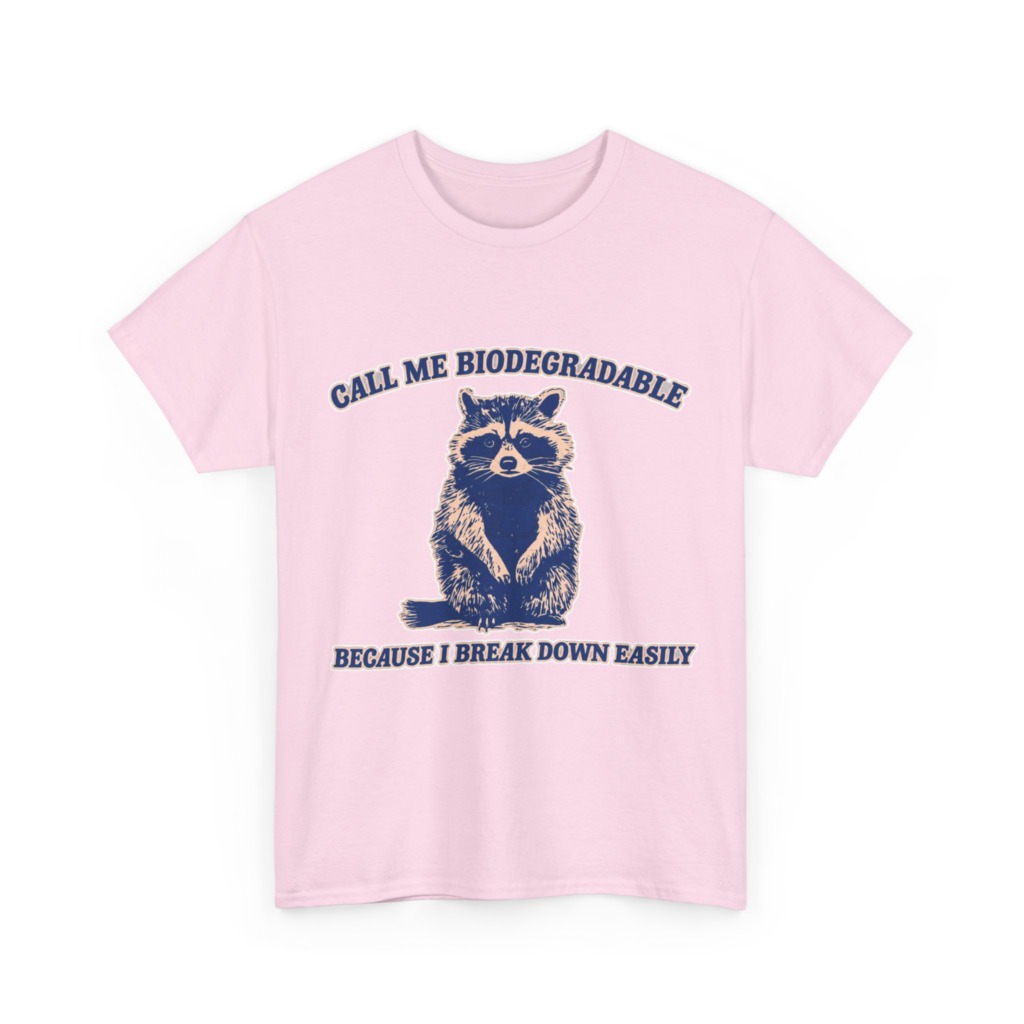 Raccoon "Biodegradable" Graphic T-Shirt