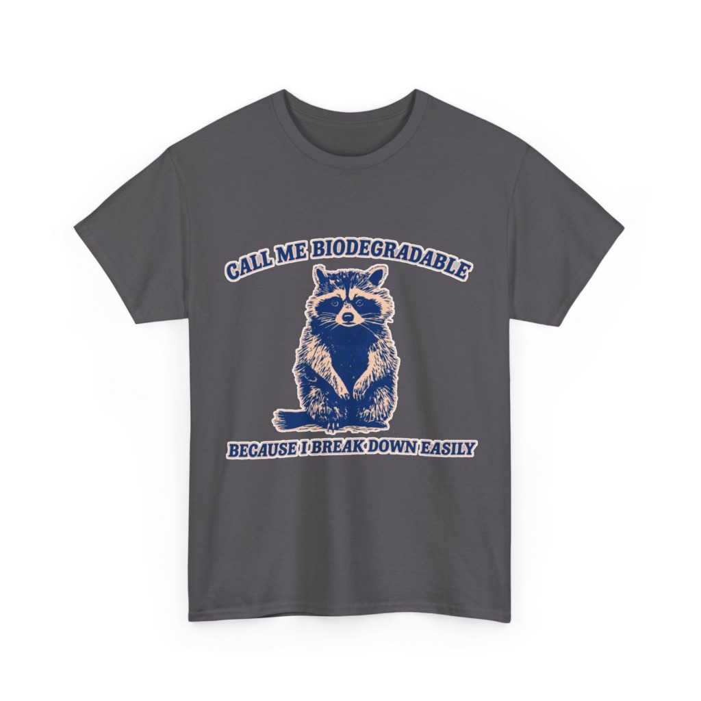 Raccoon "Biodegradable" Graphic T-Shirt