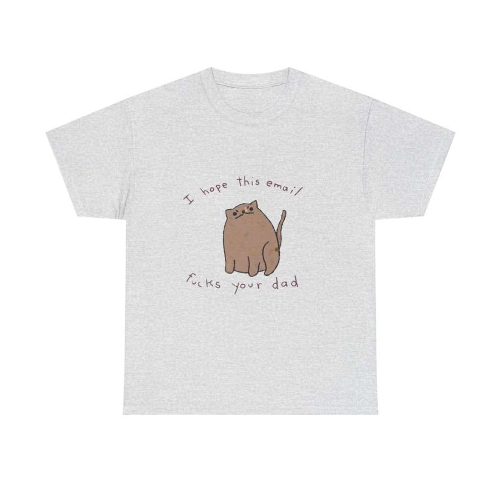 Graphic T-Shirt with Sarcastic Email Cat Design