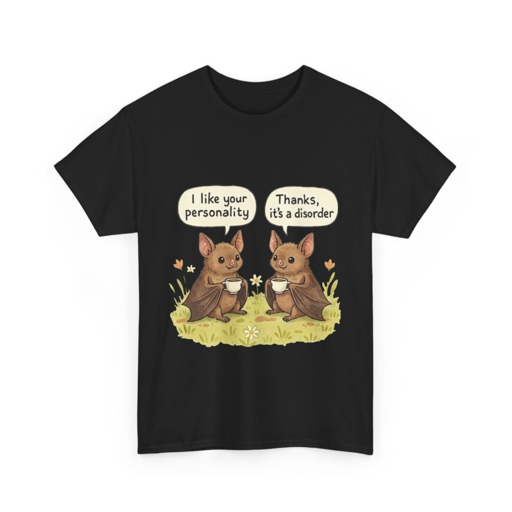 T-Shirt: Funny Bats Personality Disorder Coffee Dialogue