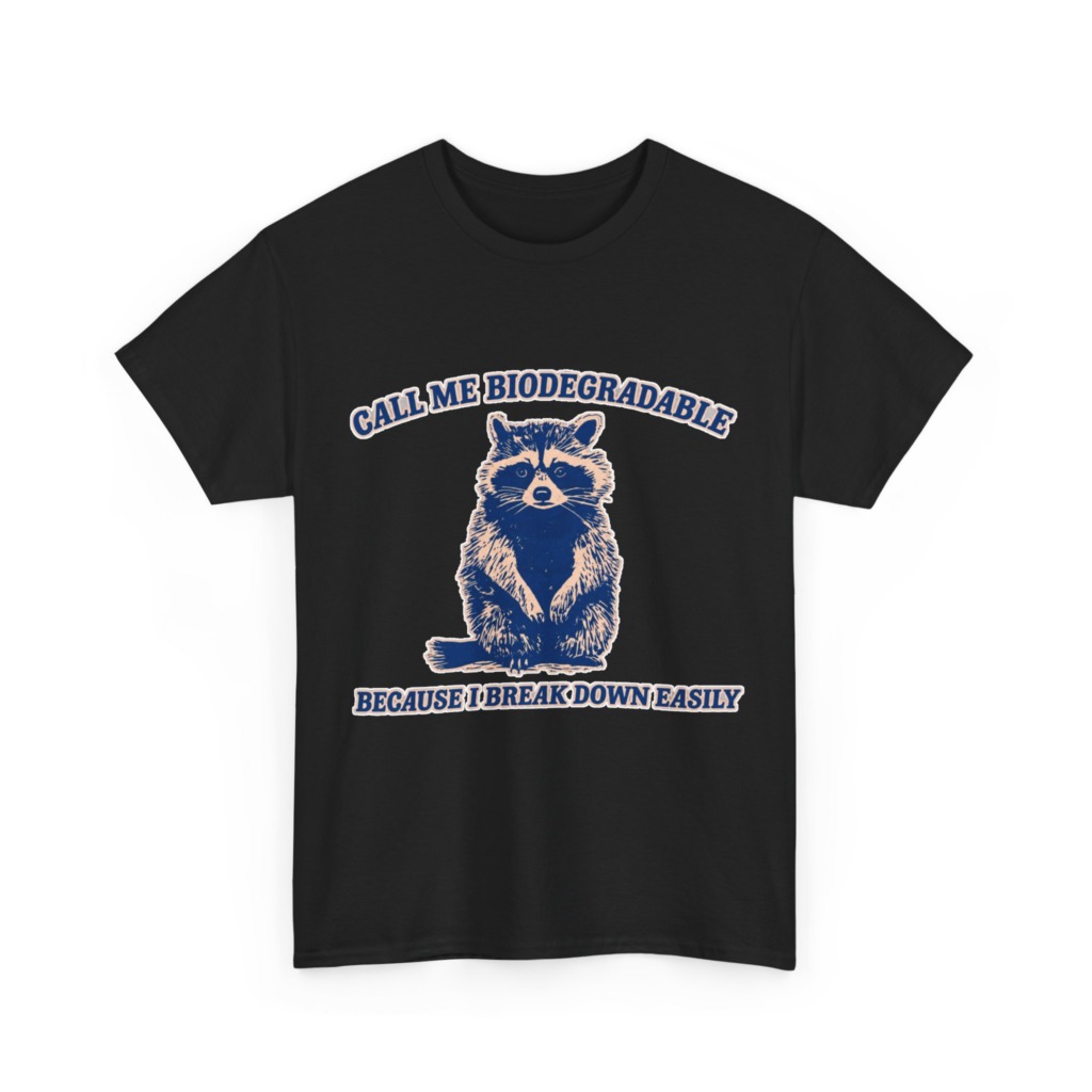 Raccoon "Biodegradable" Graphic T-Shirt
