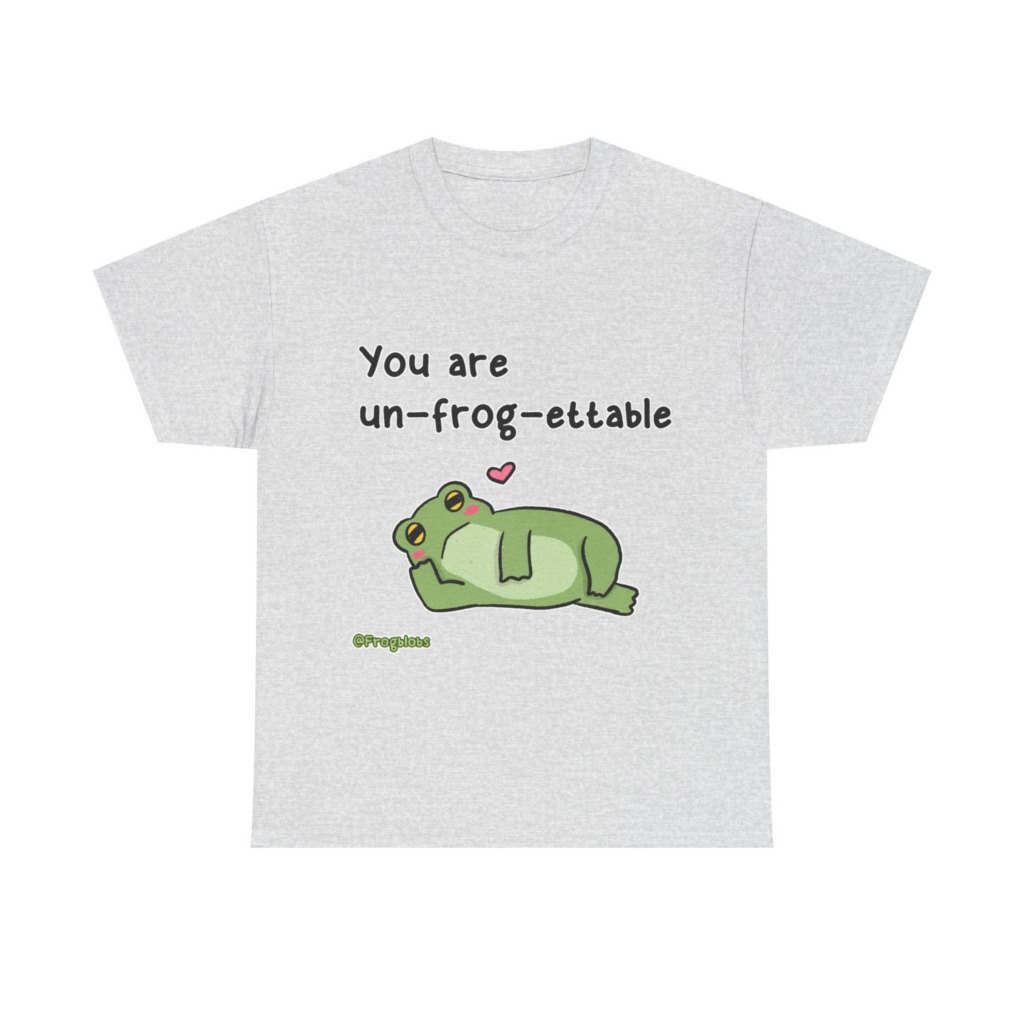 T-Shirt with 'Un-frog-ettable' Pun Frog Graphic