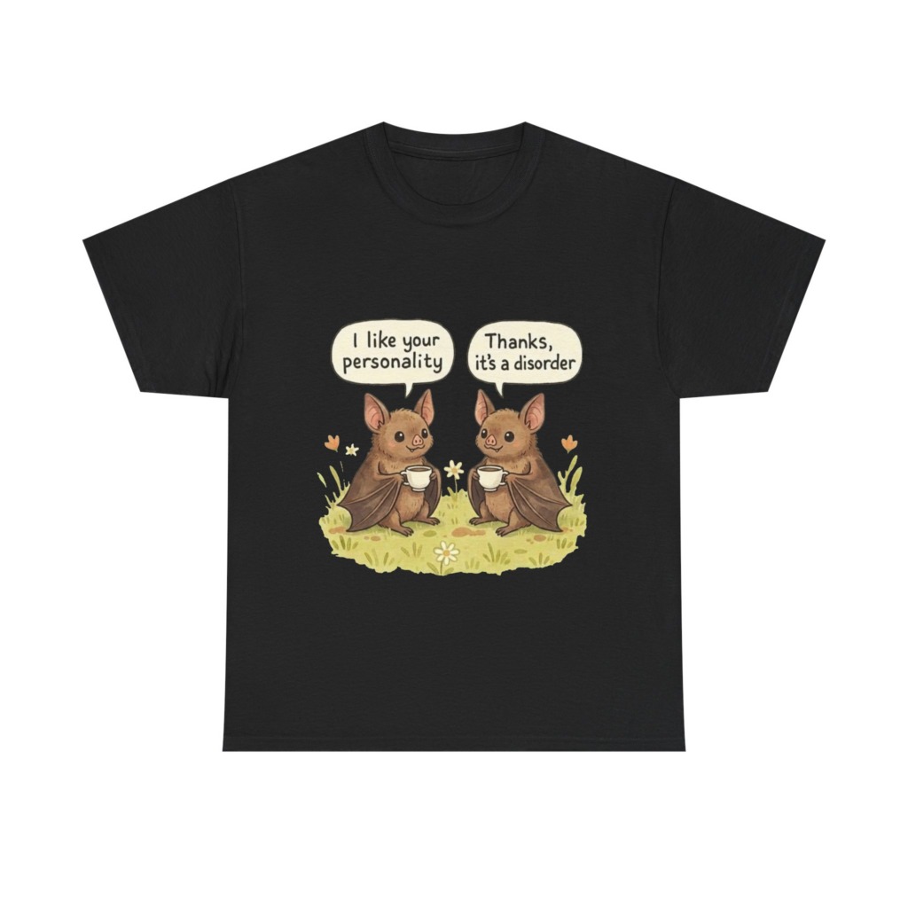 T-Shirt: Funny Bats Personality Disorder Coffee Dialogue
