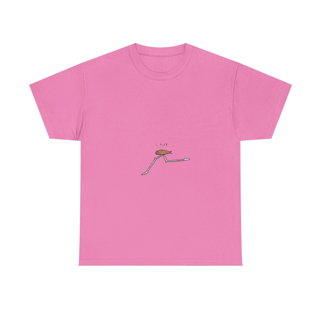 Black 'I FLEE' Fish Graphic T-Shirt