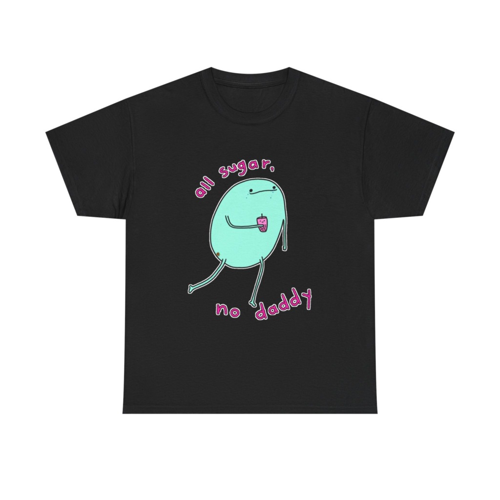 T-Shirt with 'All Sugar, No Daddy' Boba Blob Graphic