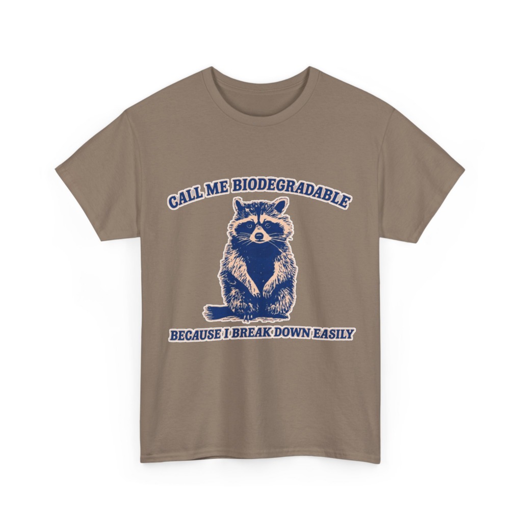 Raccoon "Biodegradable" Graphic T-Shirt