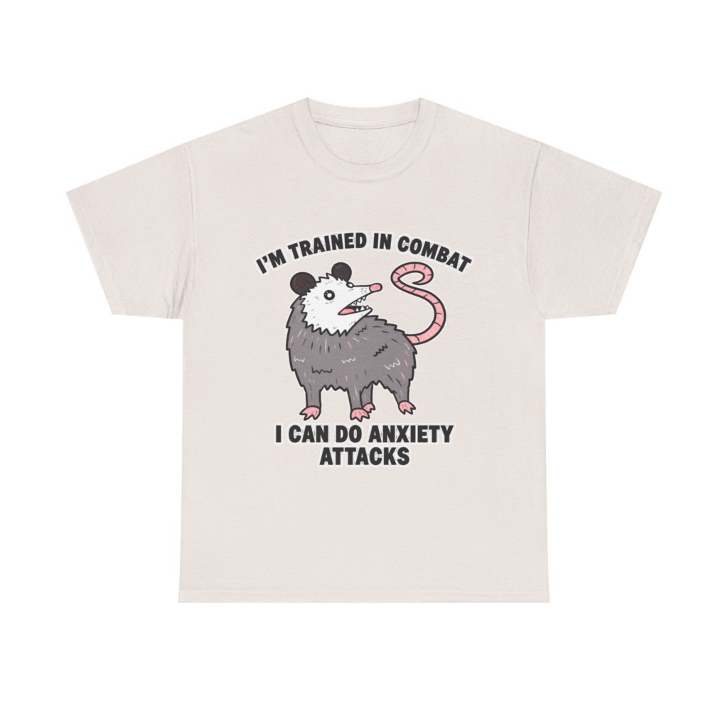 Opossum Combat Anxiety Attack Graphic T-Shirt